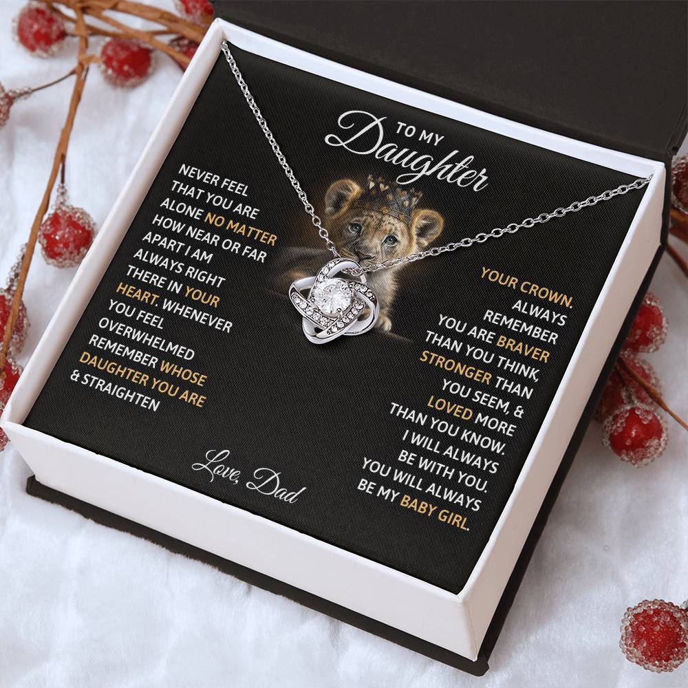 To My Daughter, You Will Always Be My Baby Girl - Love Knot Necklace