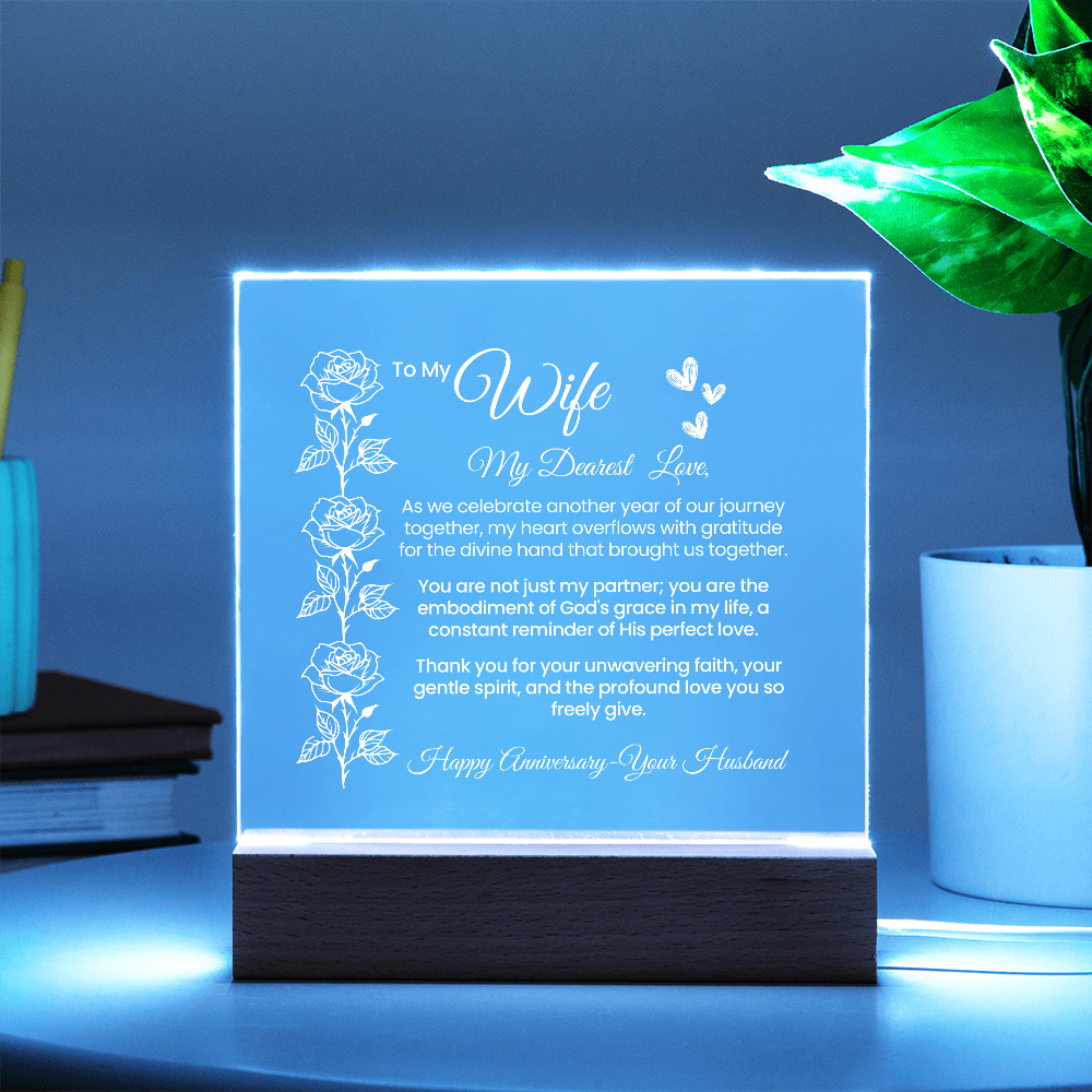 To My Wife, My Dearest Love - Illuminated Acrylic Square Plaque