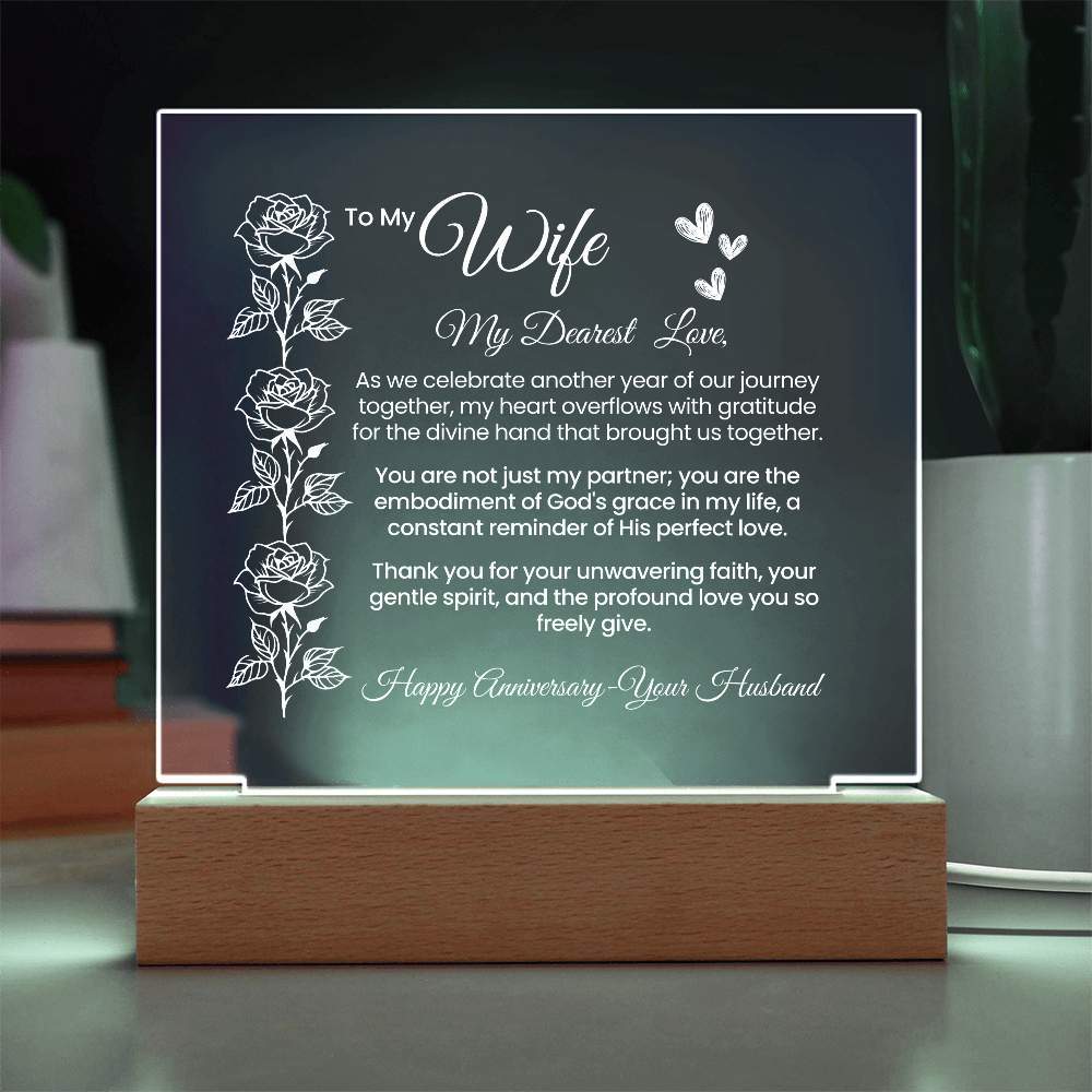 To My Wife, My Dearest Love - Illuminated Acrylic Square Plaque