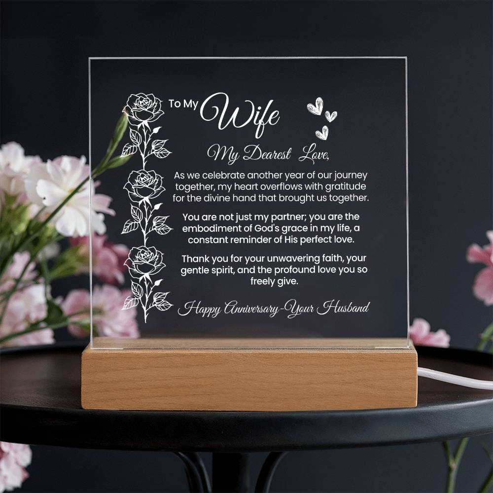 To My Wife, My Dearest Love - Illuminated Acrylic Square Plaque