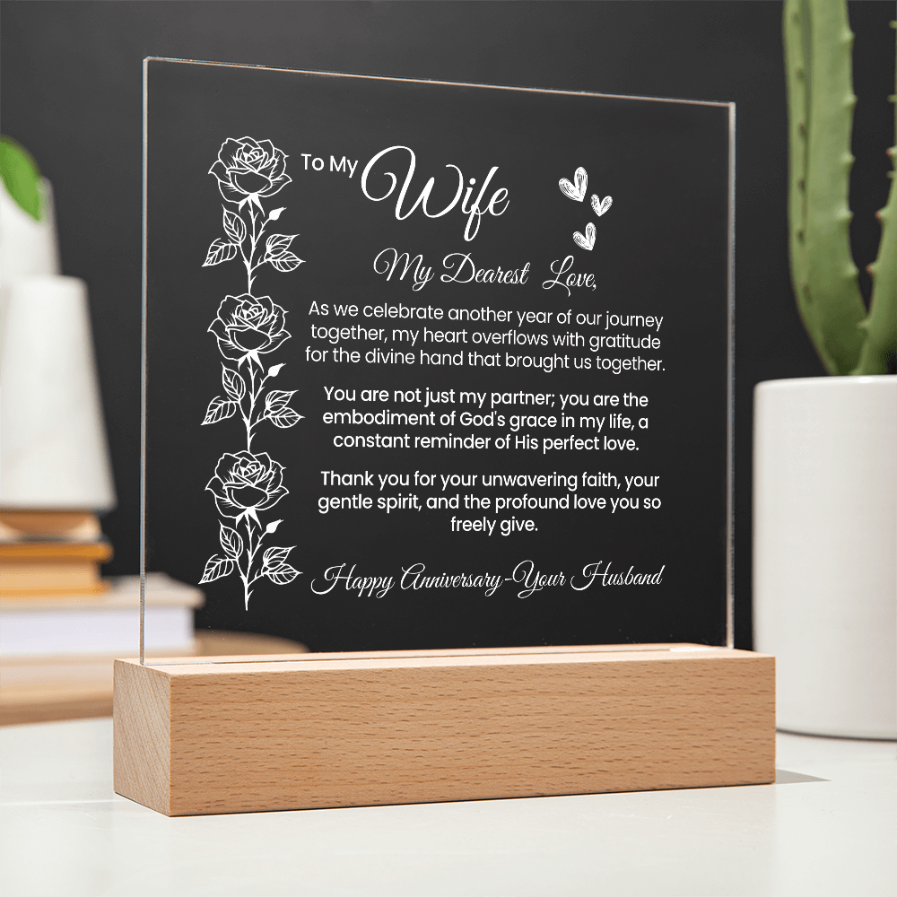 To My Wife, My Dearest Love - Illuminated Acrylic Square Plaque