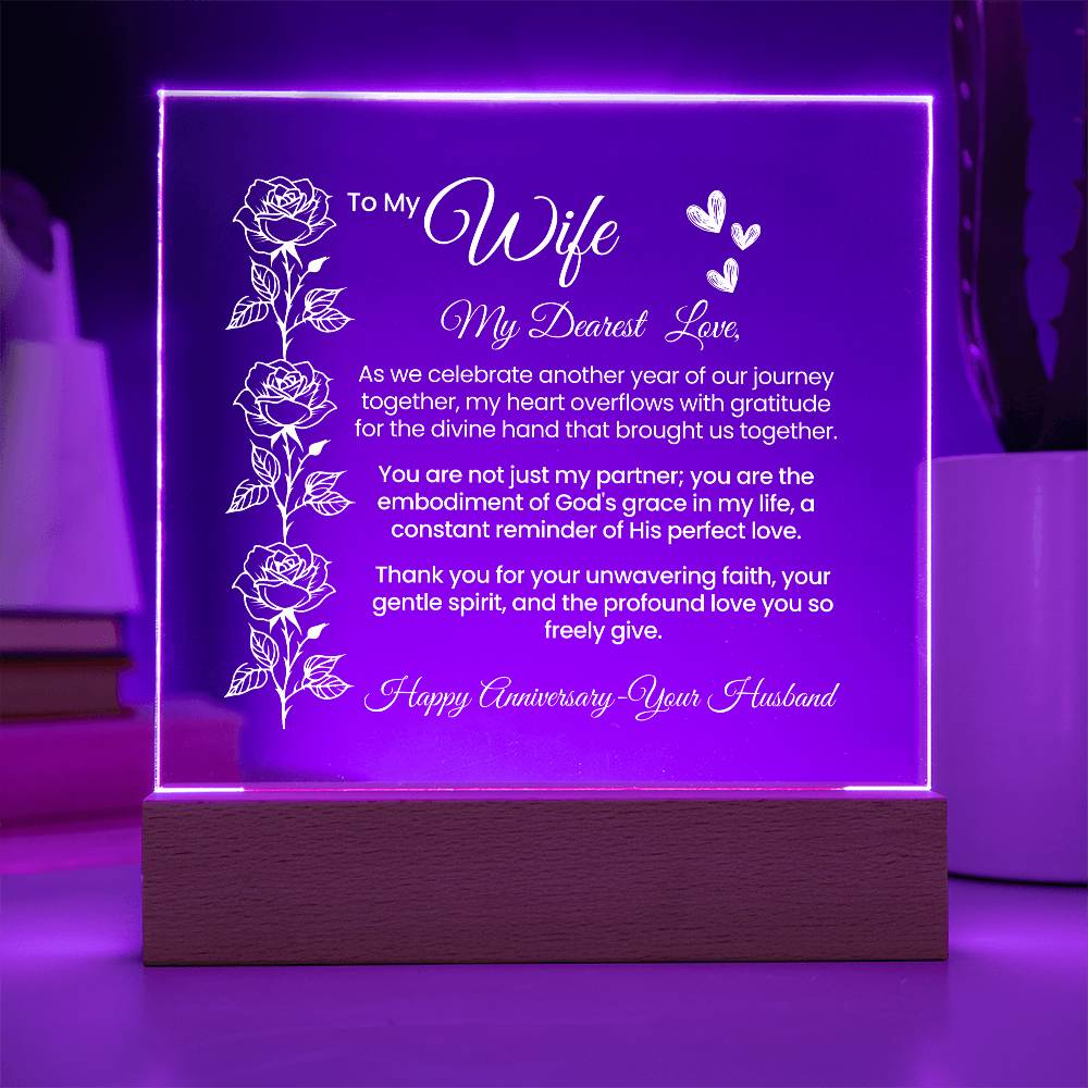 To My Wife, My Dearest Love - Illuminated Acrylic Square Plaque