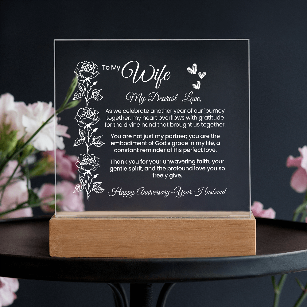 To My Wife, My Dearest Love - Illuminated Acrylic Square Plaque
