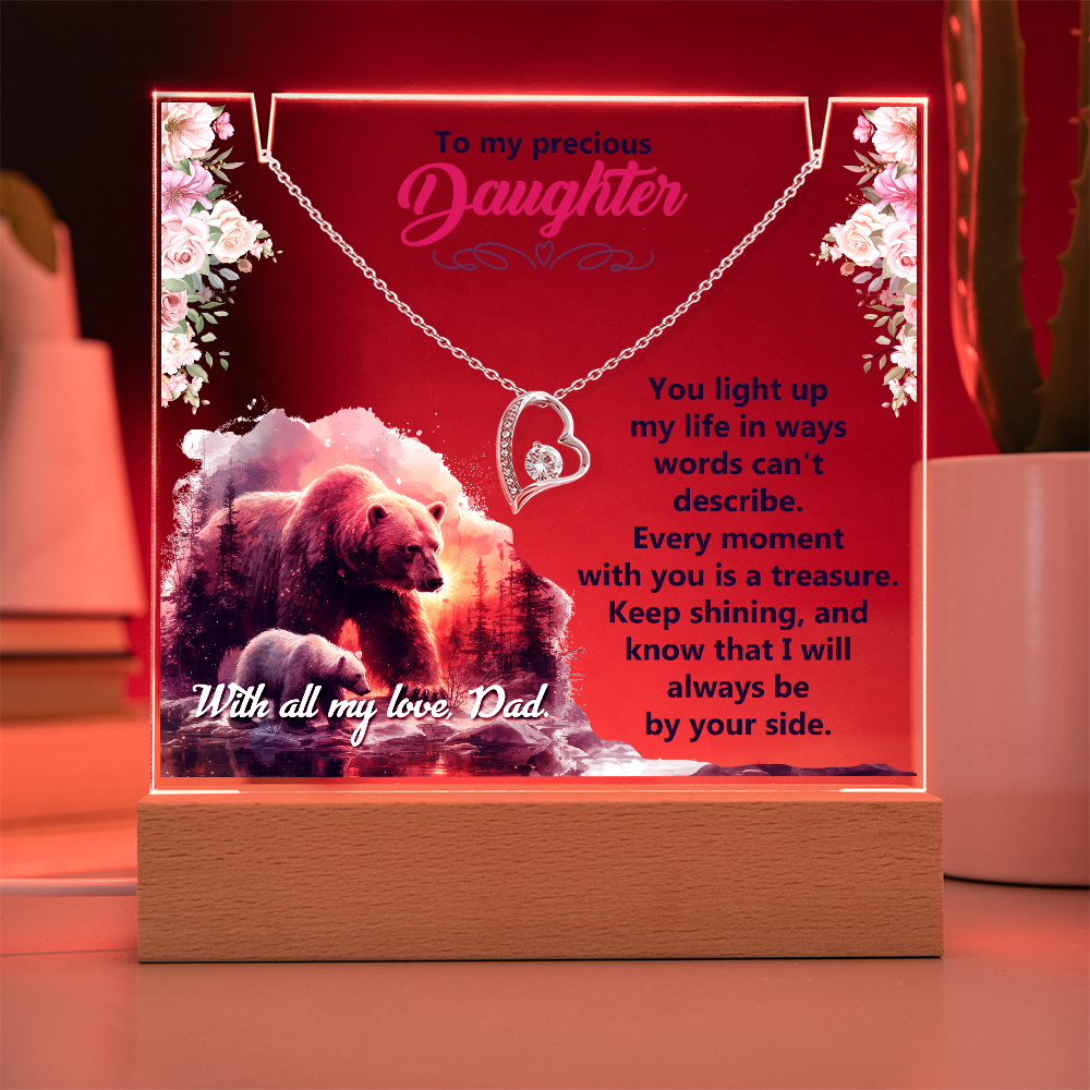 To My Precious Daughter, You Light Up My Life - Keepsake Acrylic Bundle with Forever Love Necklace
