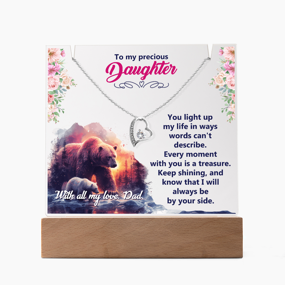 To My Precious Daughter, You Light Up My Life - Keepsake Acrylic Bundle with Forever Love Necklace