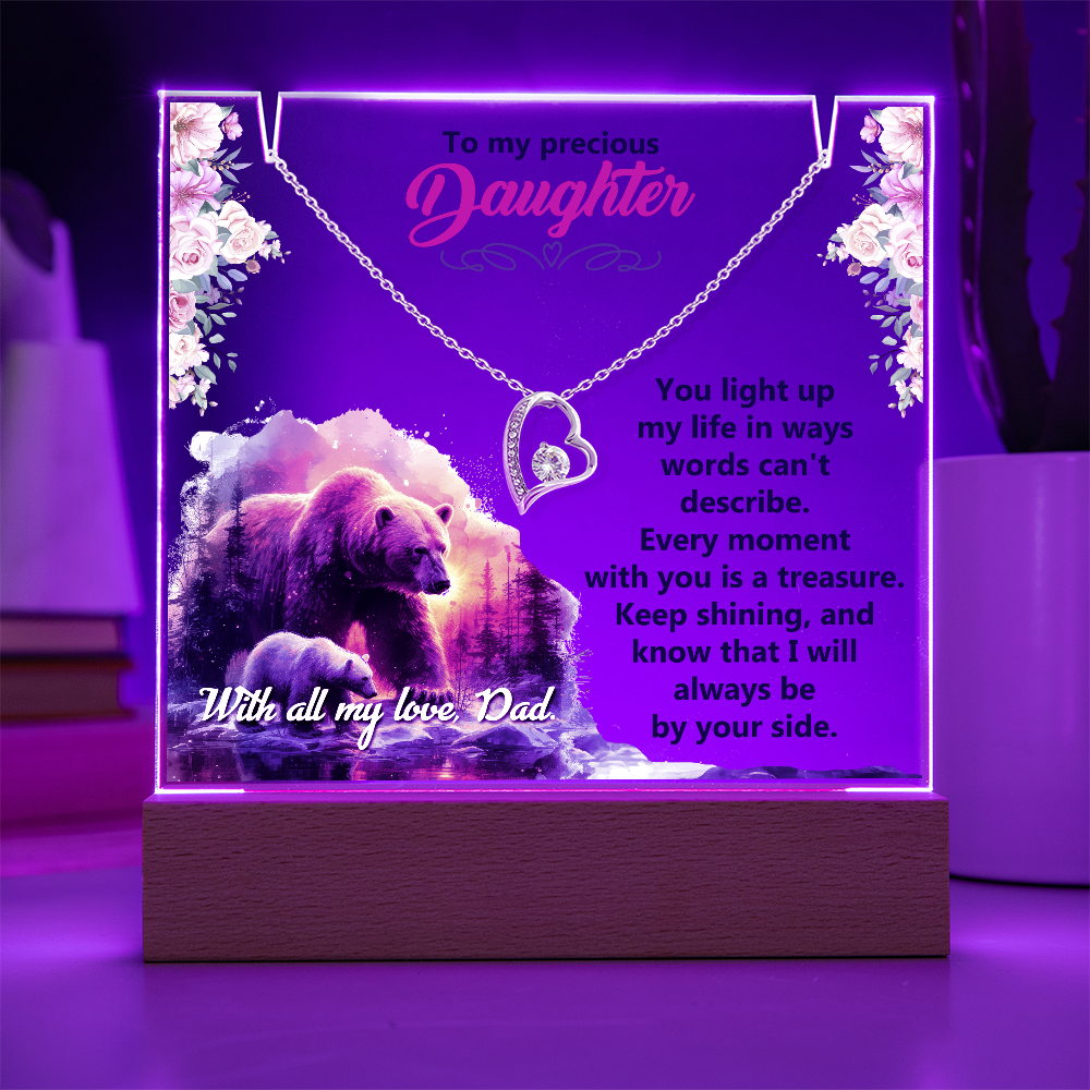 To My Precious Daughter, You Light Up My Life - Keepsake Acrylic Bundle with Forever Love Necklace