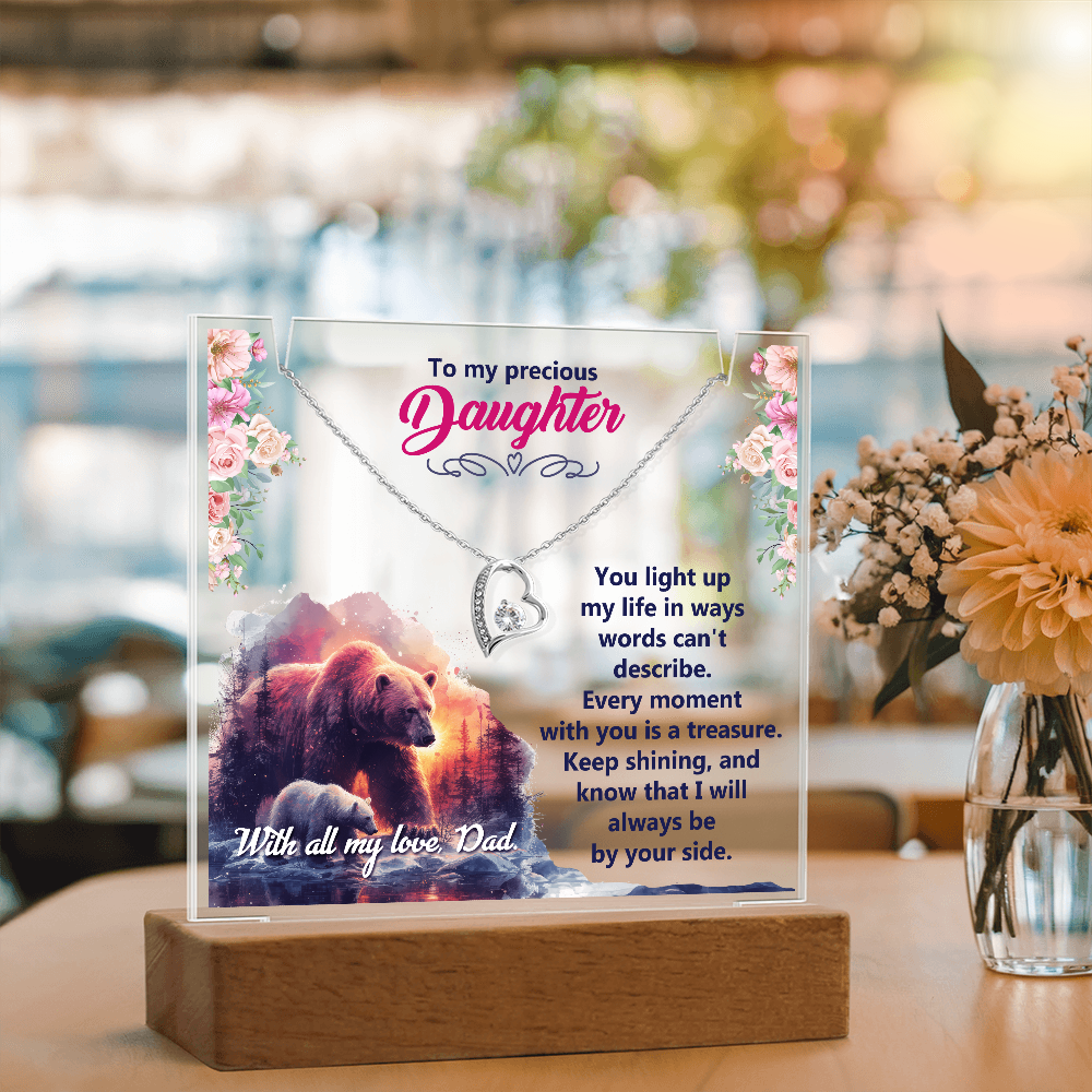 To My Precious Daughter, You Light Up My Life - Keepsake Acrylic Bundle with Forever Love Necklace