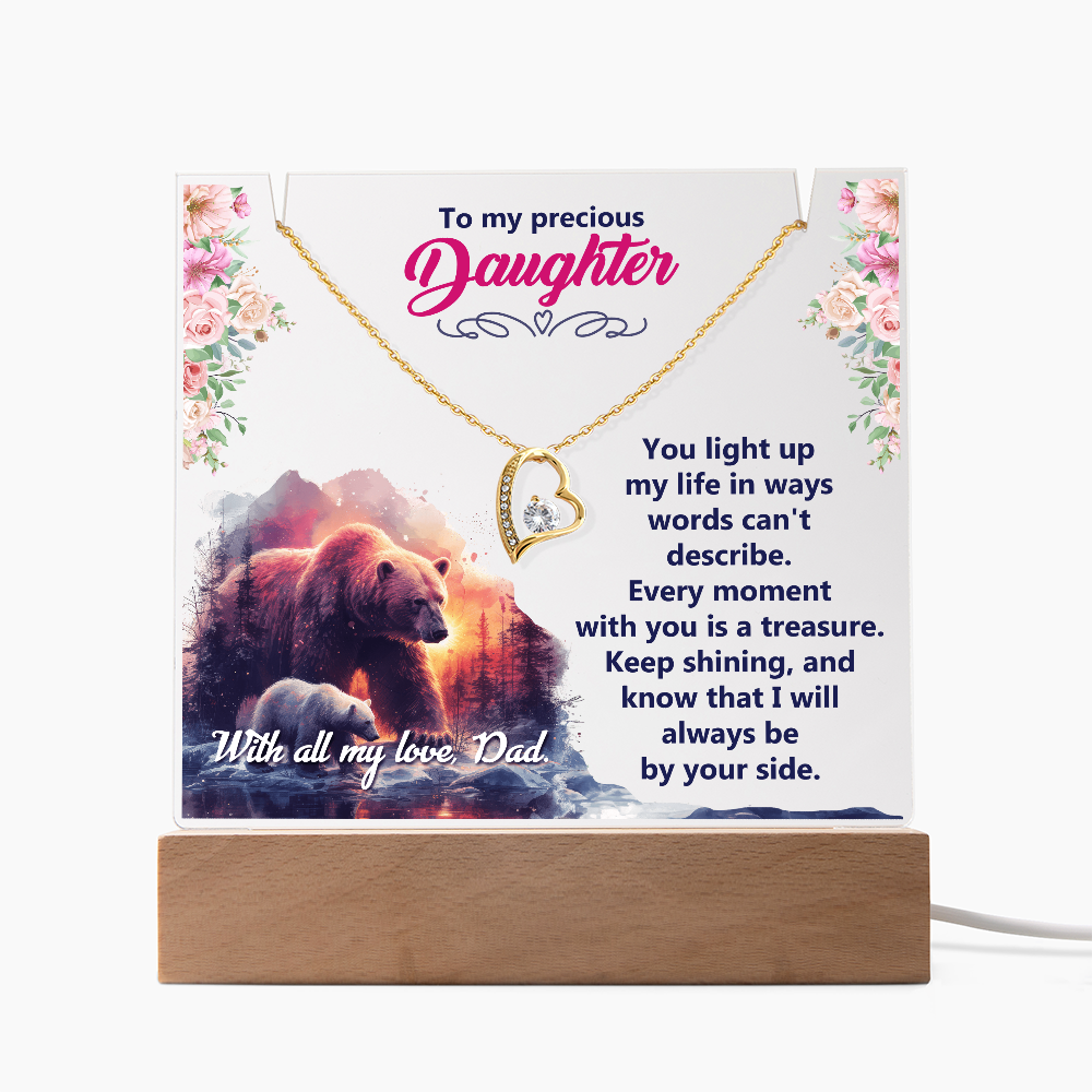 To My Precious Daughter, You Light Up My Life - Keepsake Acrylic Bundle with Forever Love Necklace