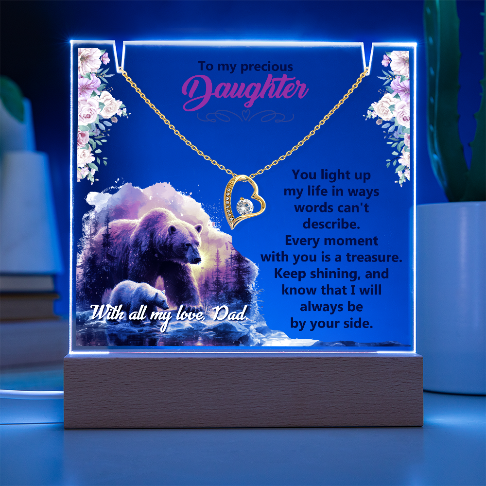To My Precious Daughter, You Light Up My Life - Keepsake Acrylic Bundle with Forever Love Necklace