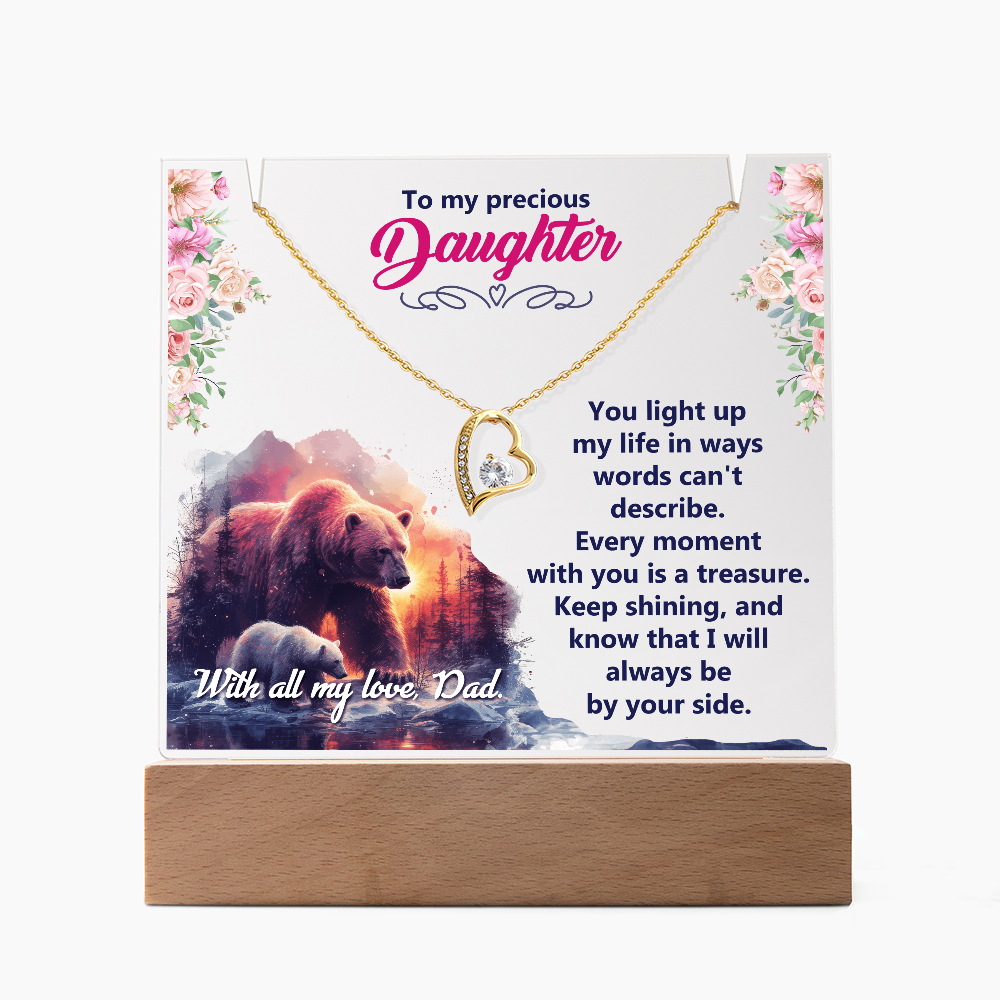 To My Precious Daughter, You Light Up My Life - Keepsake Acrylic Bundle with Forever Love Necklace