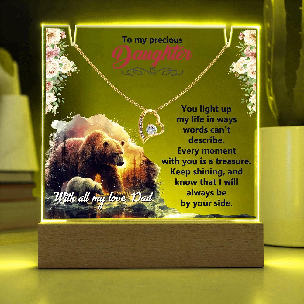 To My Precious Daughter, You Light Up My Life - Keepsake Acrylic Bundle with Forever Love Necklace
