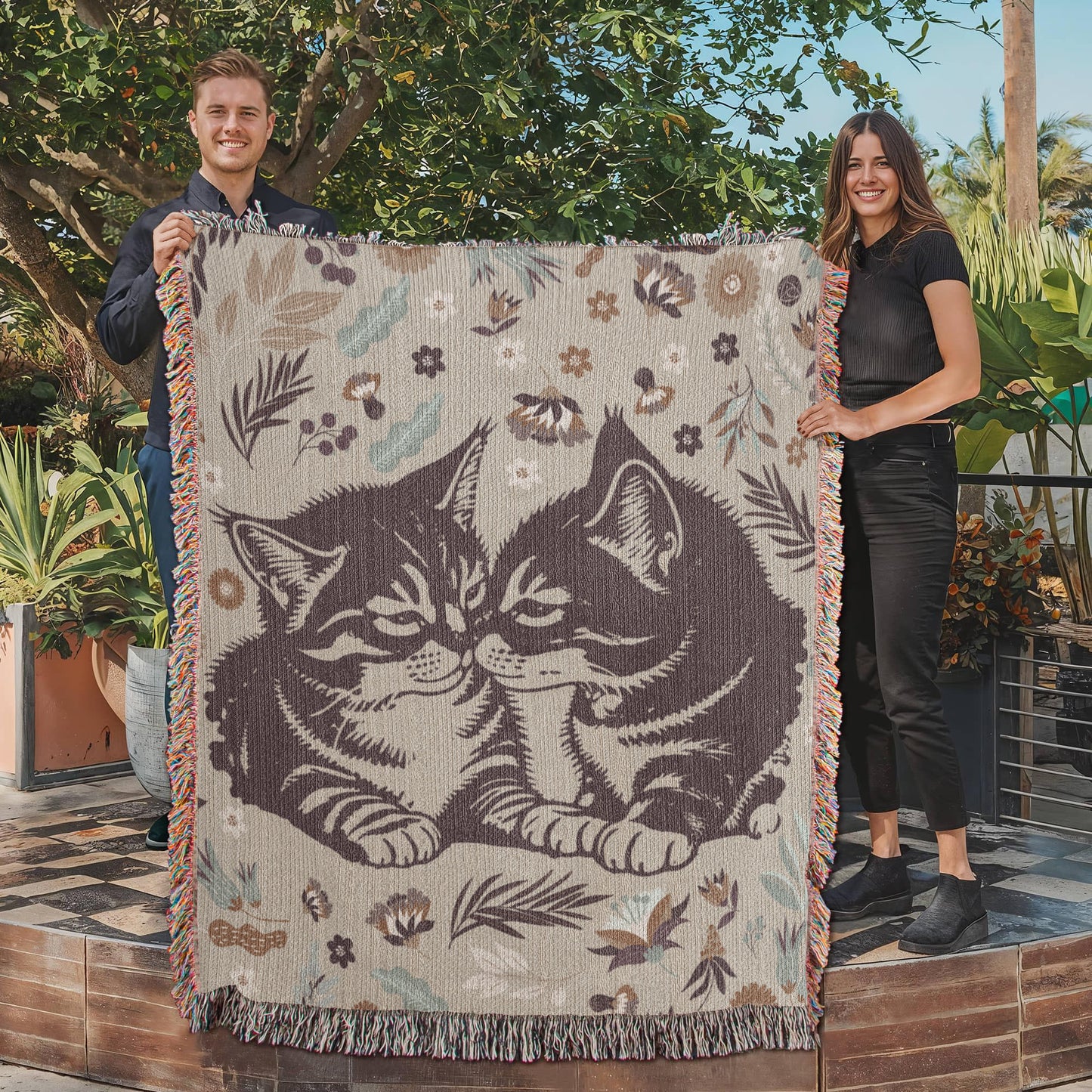 Snuggling Kitties - Artwork Heirloom Woven Blanket