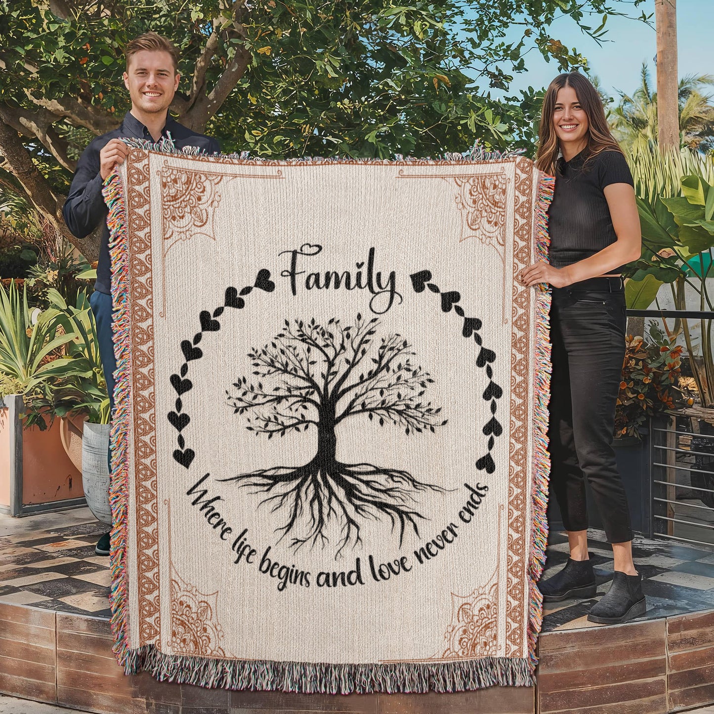 Family Roots, Celtic Tree - Artwork Heirloom Woven Blanket