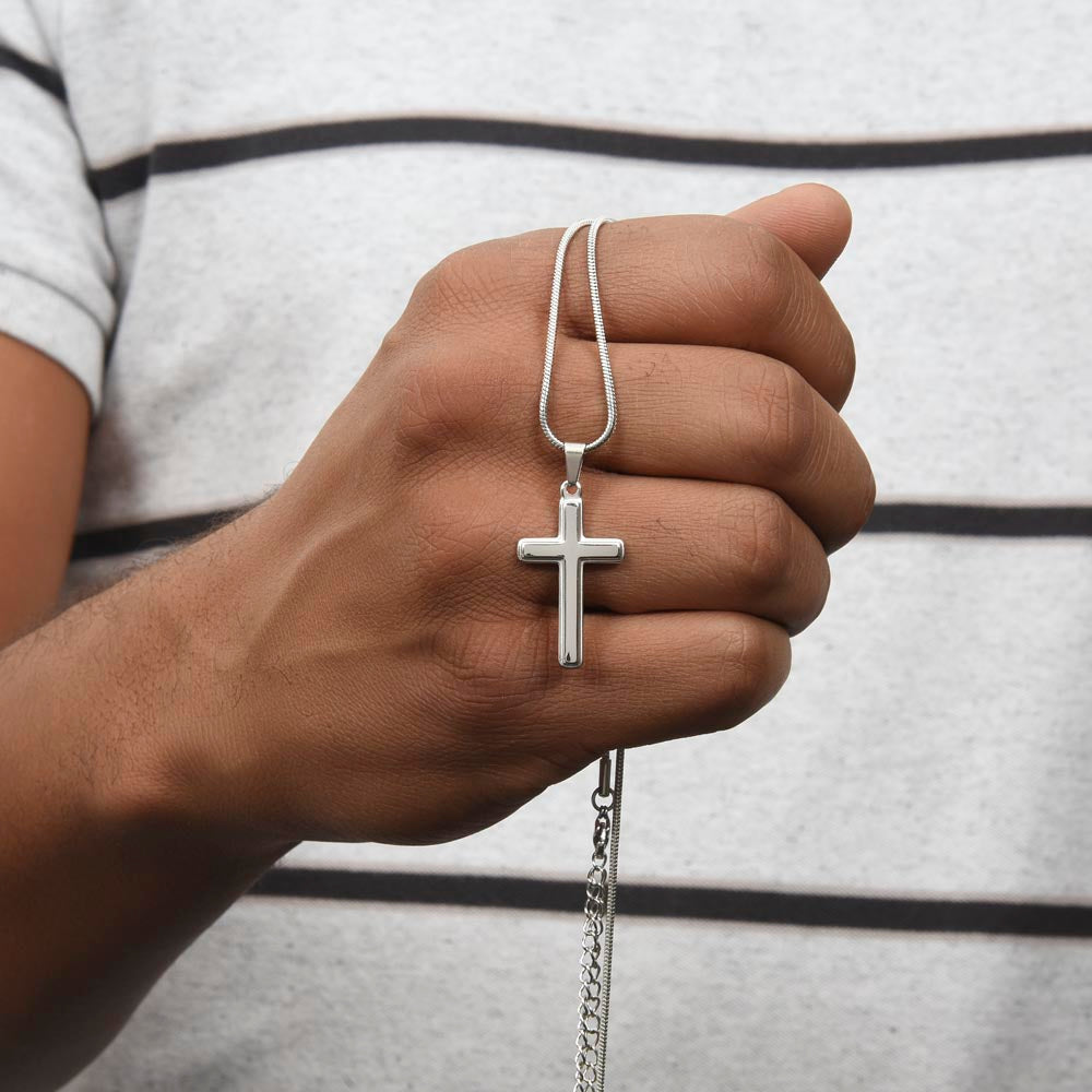 To My Son, Never Forget That You are Braver Than You Believe - Cuban Link Chain with Artisan Cross