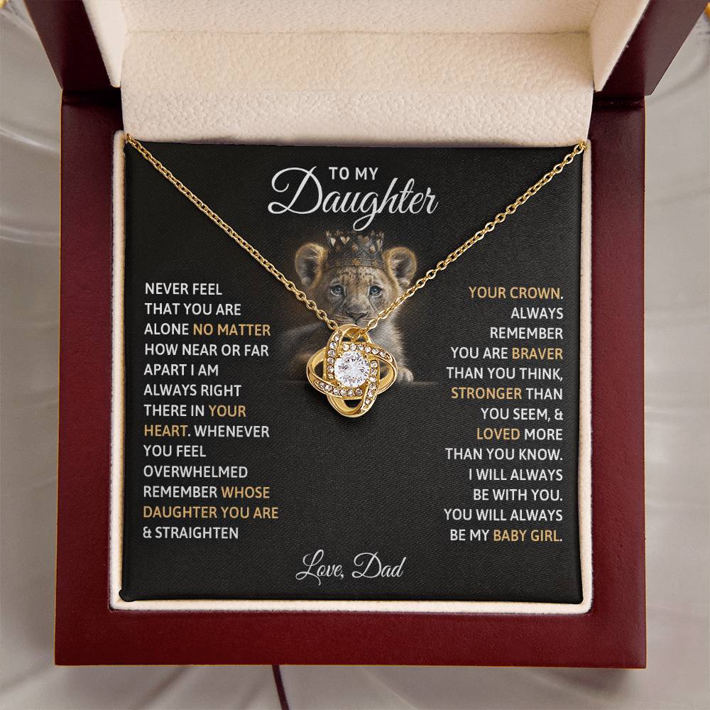 To My Daughter, You Will Always Be My Baby Girl - Love Knot Necklace