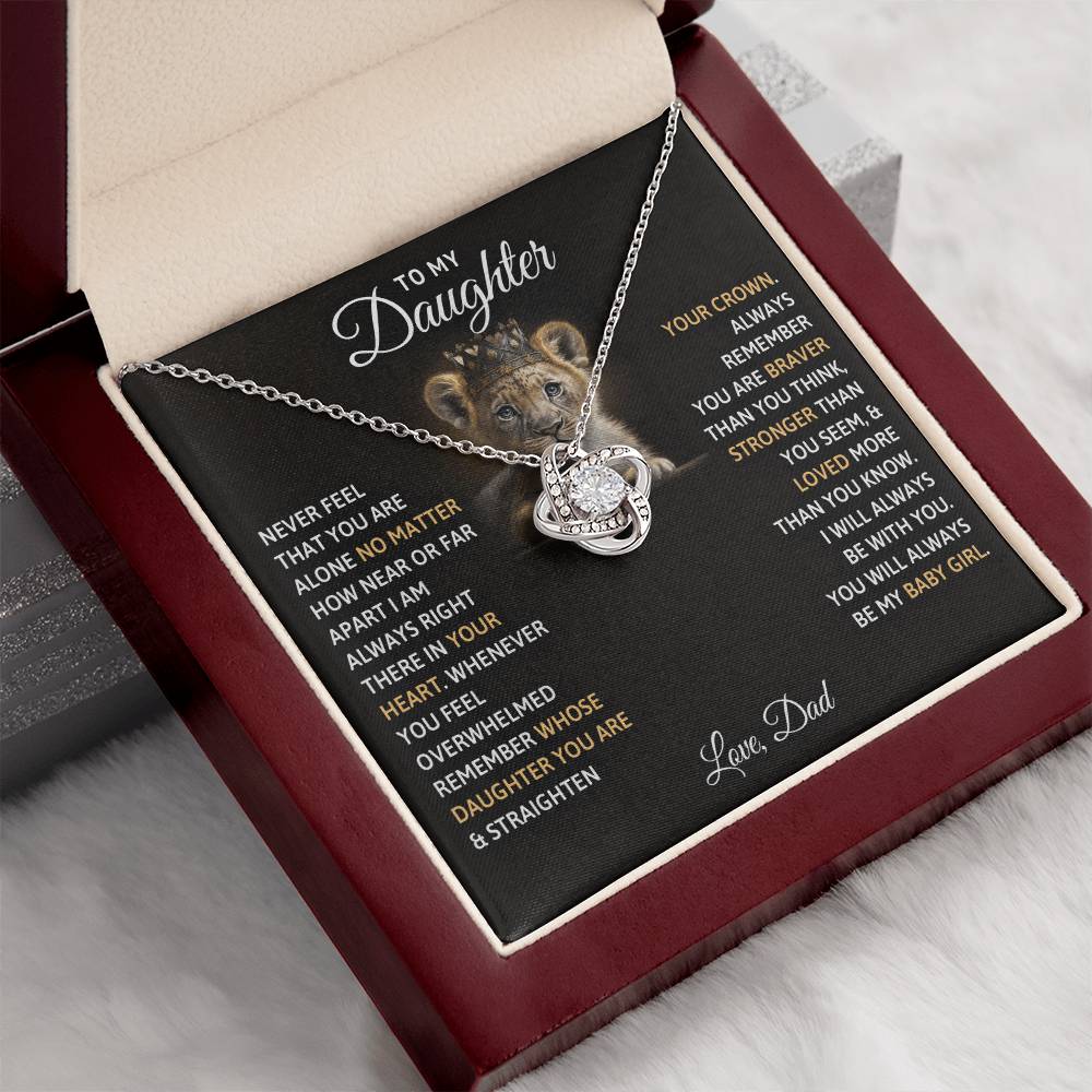 To My Daughter, You Will Always Be My Baby Girl - Love Knot Necklace