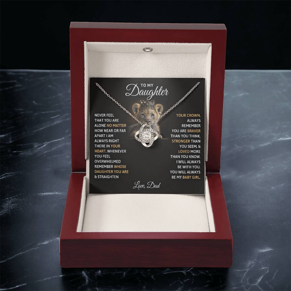 To My Daughter, You Will Always Be My Baby Girl - Love Knot Necklace