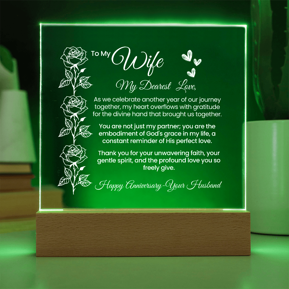 To My Wife, My Dearest Love - Illuminated Acrylic Square Plaque