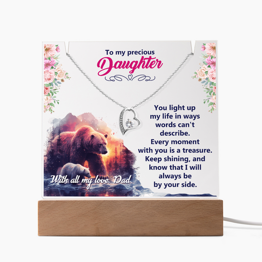 To My Precious Daughter, You Light Up My Life - Keepsake Acrylic Bundle with Forever Love Necklace